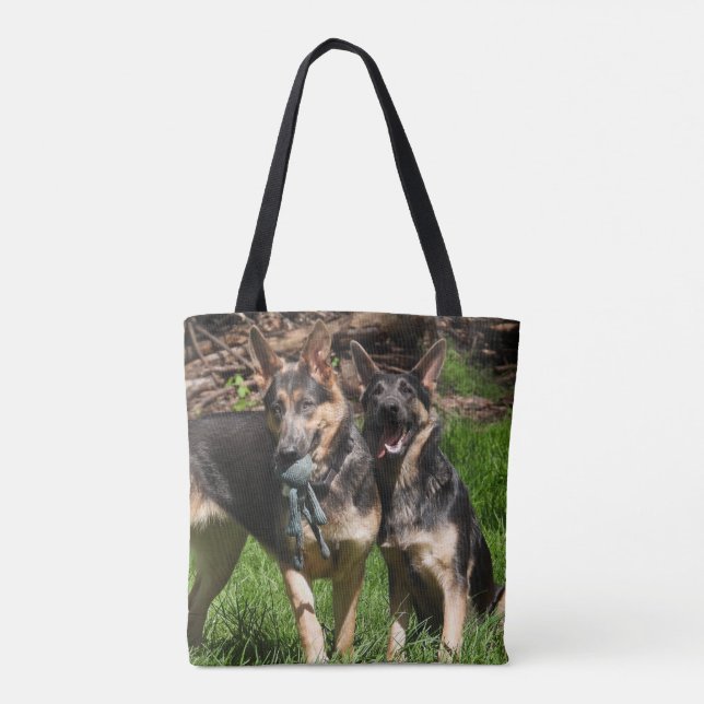 Zwei blaue deutsche Schäferhunde Tasche (Rückseite)