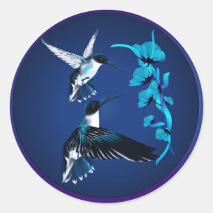 Zwei blaue Hummingbirds-Sticker Runder Aufkleber