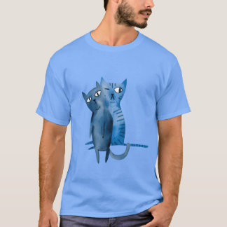 Zwei blaue Katzen Vintag T-Shirt