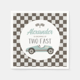 Zwei blaue Rennwagen zum Geburtstag Serviette