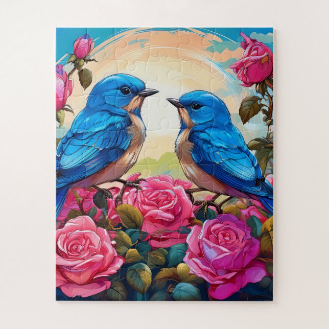 Zwei blaue Vögel (Vertikal)