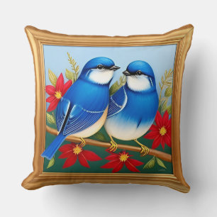 🐦 Zwei blaue Vögel Wurfkissen Naturdeko 🌿✨ Kissen