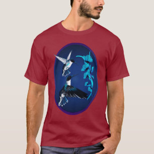 Zwei blaues Kolibri-Oval-Shirt T-Shirt