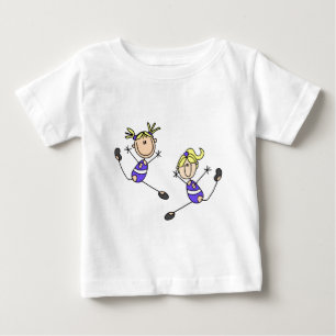 Zwei blonde Mädchen-Turn-T-Shirts und Geschenke Baby T-shirt