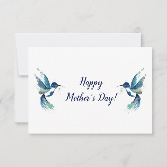 Zwei Blue Hummingbirds Day Card Dankeskarte (Vorderseite)