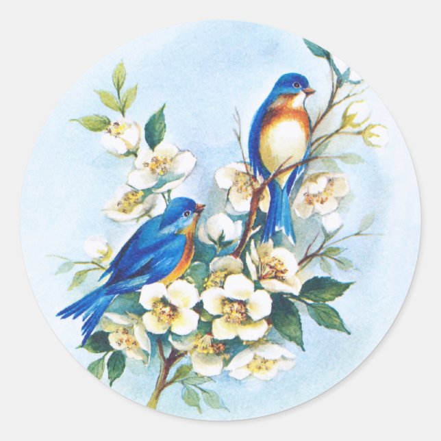 Zwei Bluebirds Runder Aufkleber (Vorderseite)