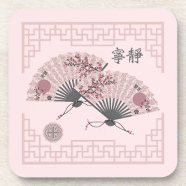 Zwei blühende asiatische Rosa-Fans "Serenity" digi Getränkeuntersetzer