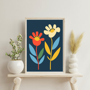 Zwei Blume Abstraktes Botanisches Poster
