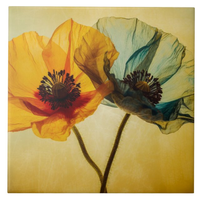 Zwei Blume Fliese (Vorderseite)