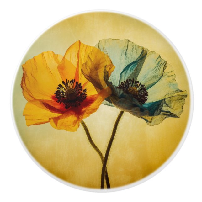 Zwei Blume Keramikknauf (Vorderseite)