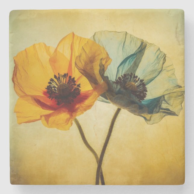 Zwei Blume Steinuntersetzer (Vorderseite)