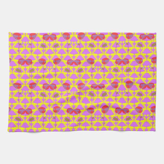 Zwei Blumenrosen Geschirrtuch (Horizontal)