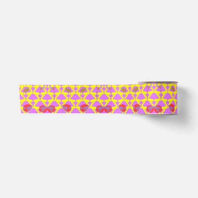 Zwei Blumenrosen Satinband (Vorderseite)