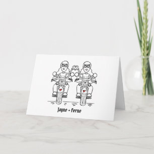Zwei Braut Biker Motorrad-Hochzeit Karte