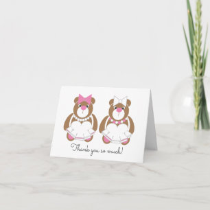 Zwei Braut Hochzeit Teddy Bär Dankeschön Karten