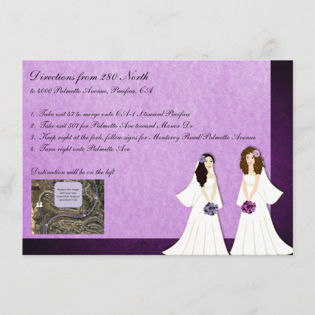 Zwei Bräute Lesbische Fahrkarte für Hochzeitfahrte Begleitkarte (Vorderseite)