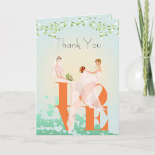 Zwei Bräute LOVE Lesbische Hochzeitskarte zum Dan Dankeskarte