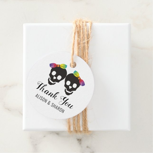 Zwei Bräute und Konfetti Danke Lesben Hochzeit Geschenkanhänger (Beispiel)