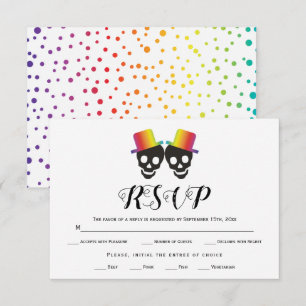 Zwei Bräutigame Regenbogenfarben Konfetti schwule RSVP Karte