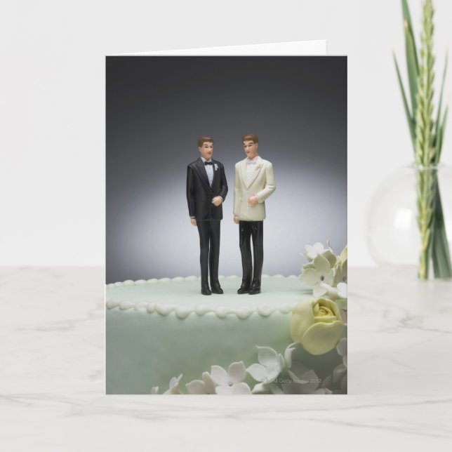 Zwei Bräutigfiguren auf dem Hochzeitstorch Karte (Vorderseite)