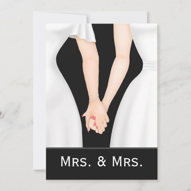 Zwei Brautkleiden Lesbische Hochzeit Einladung (Vorderseite)