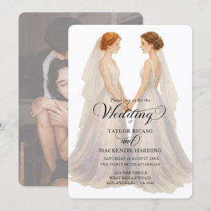 Zwei Brautpaare im Foto Hochzeitskleider Einladung