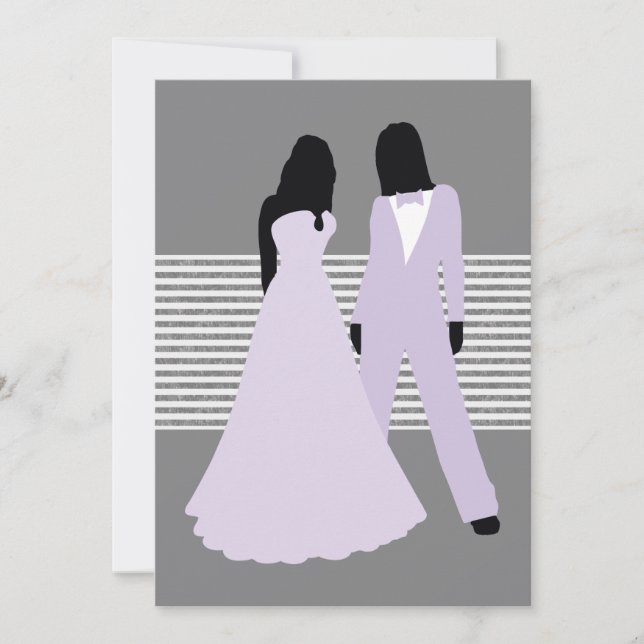 Zwei Brautpaare (Lilac und Gray) Einladung (Vorderseite)