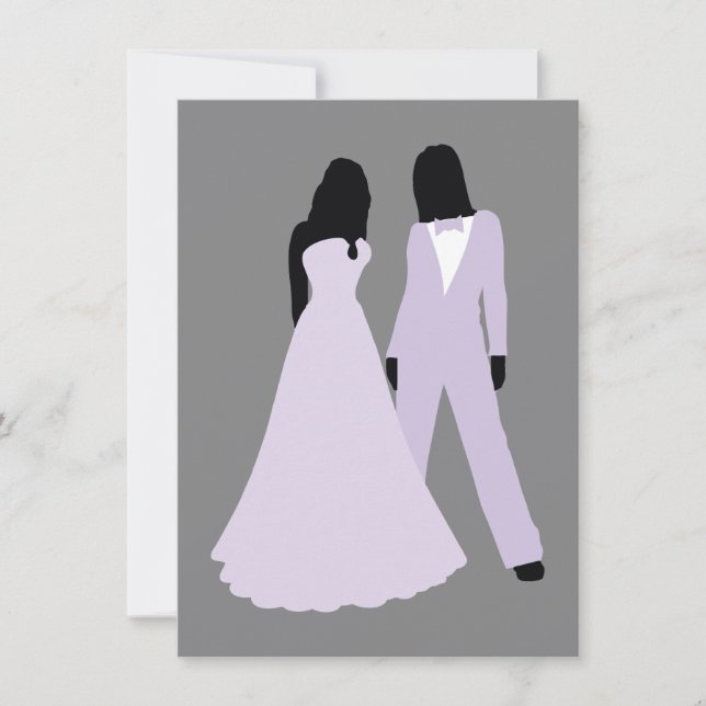 Zwei Brautpaare (Lilac und Gray) Einladung (Vorderseite)