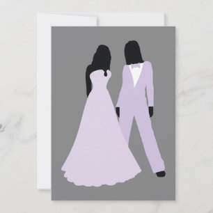 Zwei Brautpaare (Lilac und Gray) Einladung