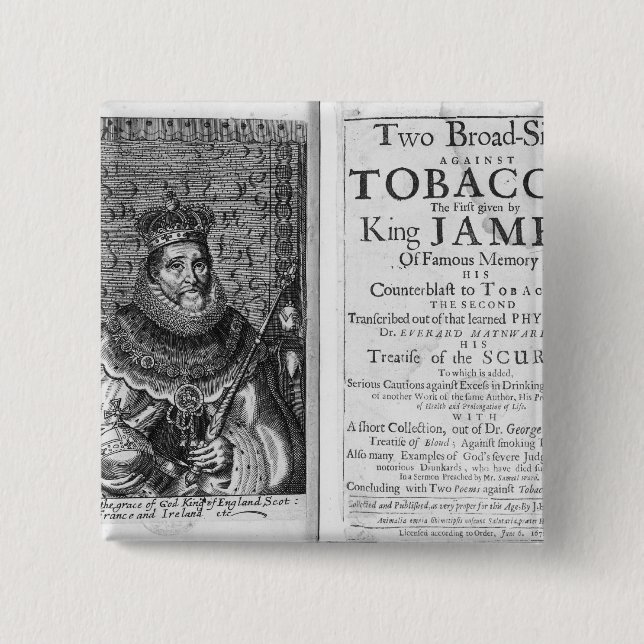 'Zwei Breitseiten gegen Tabak Button (Vorderseite)