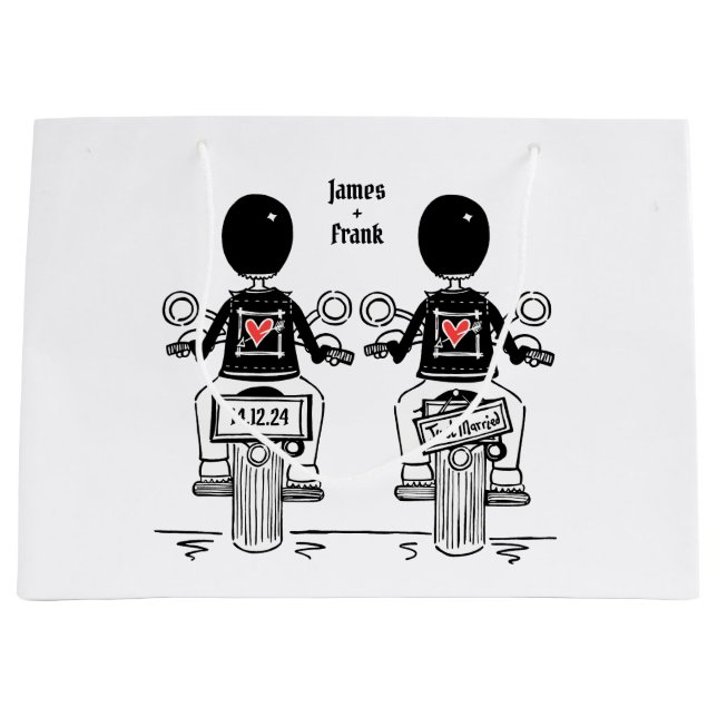Zwei Brides Biker Motorrad Hochzeit Große Geschenktüte (Vorderseite)
