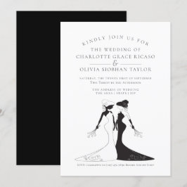 Zwei Brides Brautgowns Hochzeit im Stil der 40er J Einladung