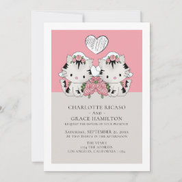 Zwei Brides Cat Themed Gay Wedding Ankündigung