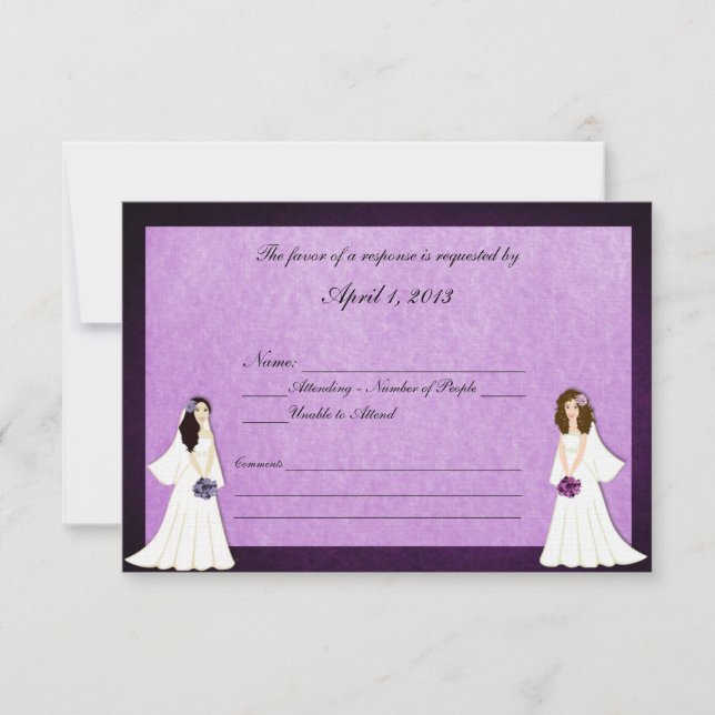 Zwei Brides Custom Lesbian Wedding RSVP Cards Karte (Vorderseite)