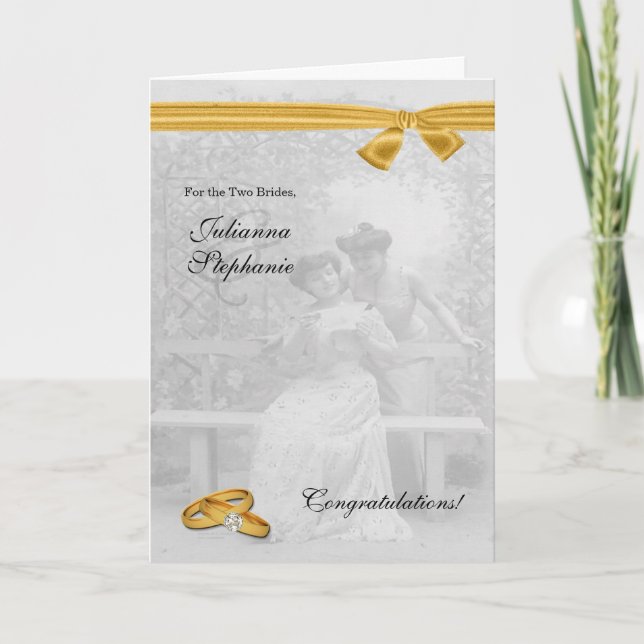 Zwei Brides Gay Wedding Gratulation Karte (Vorderseite)
