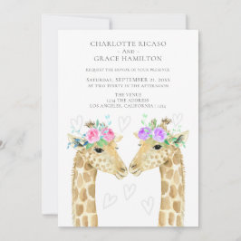 Zwei Brides Giraffe Gay Wedding Ankündigung