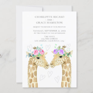Zwei Brides Giraffe Gay Wedding Ankündigung