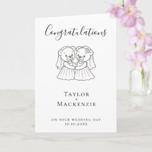 Zwei Brides Teddy Bears Glückwunsch Hochzeit Karte