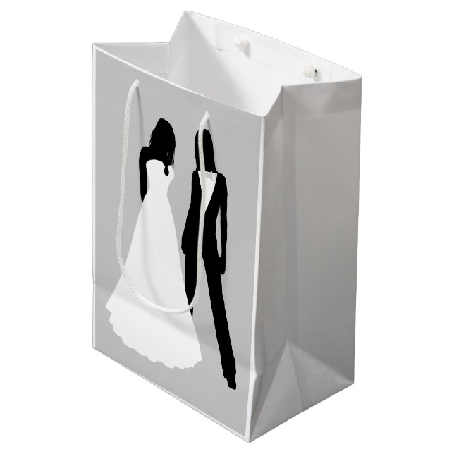Zwei Brides Wedding Mittlere Geschenktüte (Vorderseite Schrägansicht)