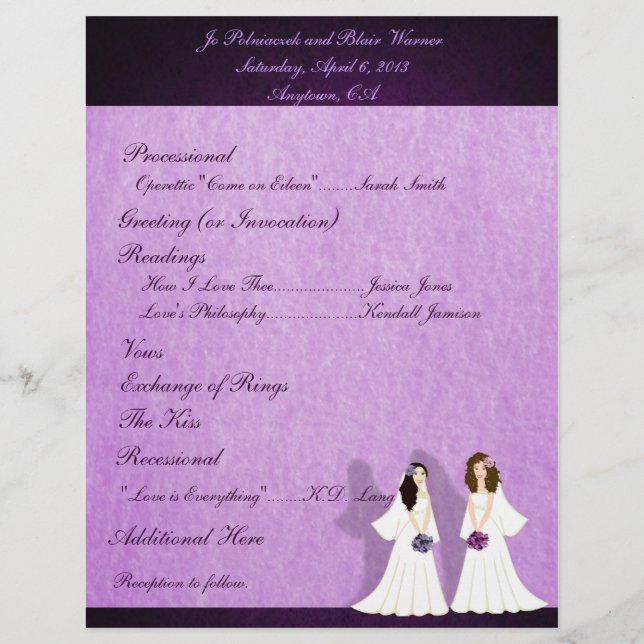 Zwei Brigaden Lesbische Hochzeitsprogramme (Vorderseite)