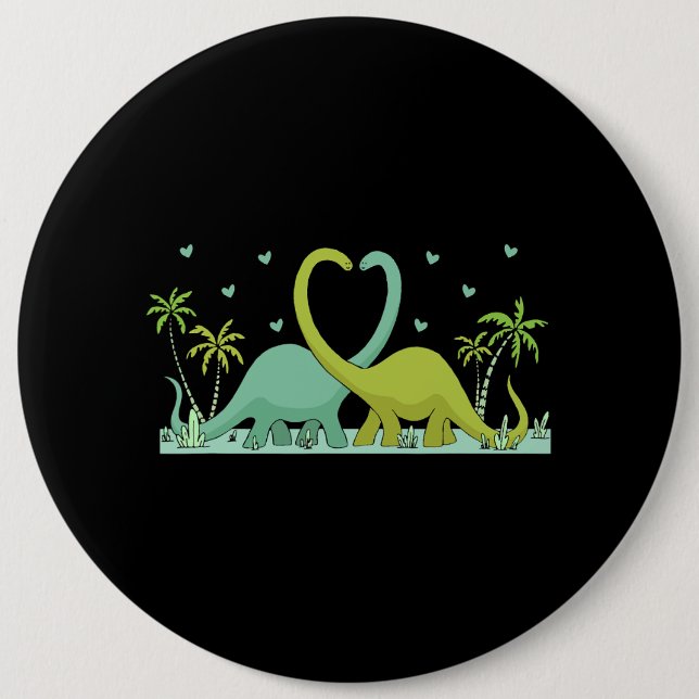 Zwei Brontosaurus Dinos machen ein Herz gestalten  Button (Vorderseite)