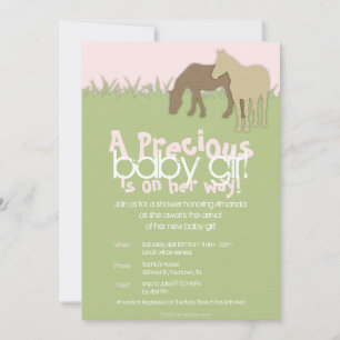 Zwei Brown Ponies Girl's Baby Shower Einladung