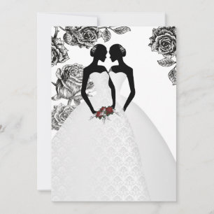 Zwei Brücken in Bridal Gowns Elegante Hochzeit Einladung