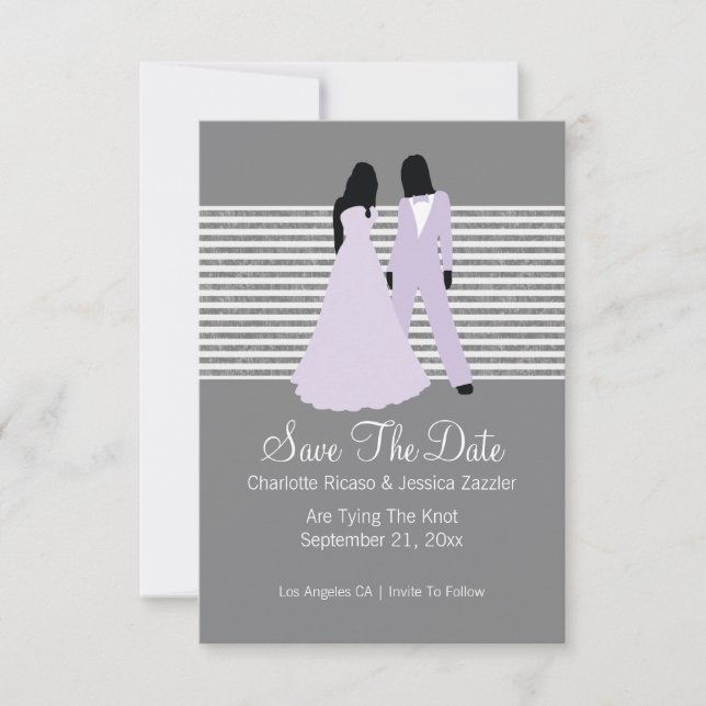 Zwei Brücken Save the Date Hochzeit (Lilac und Gra (Vorderseite)