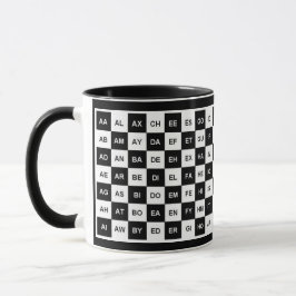 Zwei Buchstaben Schwarz-weiß Quadrate (Intl-Versio Tasse
