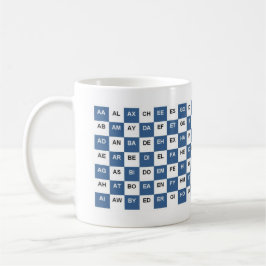 Zwei Buchstaben Worte Blau und Weiß Intrl. Version Kaffeetasse