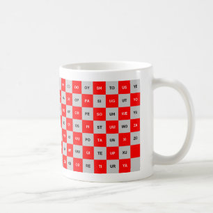 Zwei Buchstaben Wörter Tasse rot und Grau Intrl. 