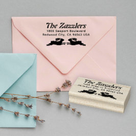 Zwei Bunnies Name und Rückgabe Adress Rubber Brief Gummistempel