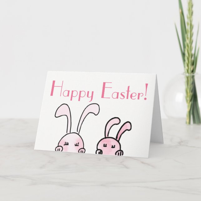 Zwei Bunnies Osterkarte Feiertagskarte (Vorderseite)
