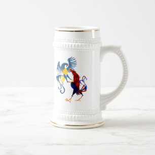 Zwei bunte kämpfende Hahn-Tassen Bierglas